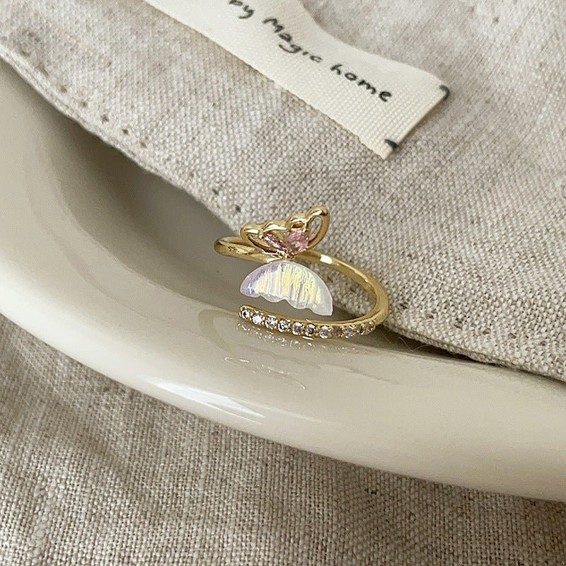 Sweet Cute Color Butterfly Opening Collection Female Personality Rings