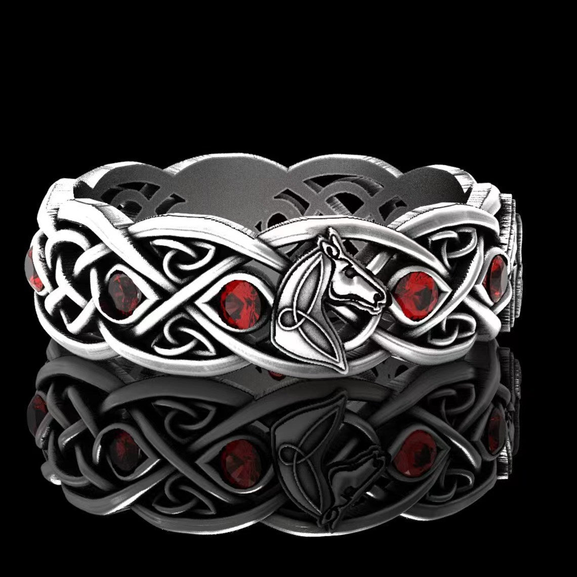 Celtic Wolf Topaz Totem Plated Thai Rings