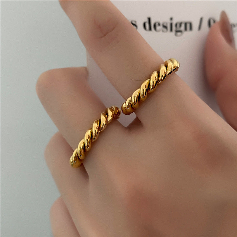 Hemp Flowers Titanium Steel Gold Plated Rings