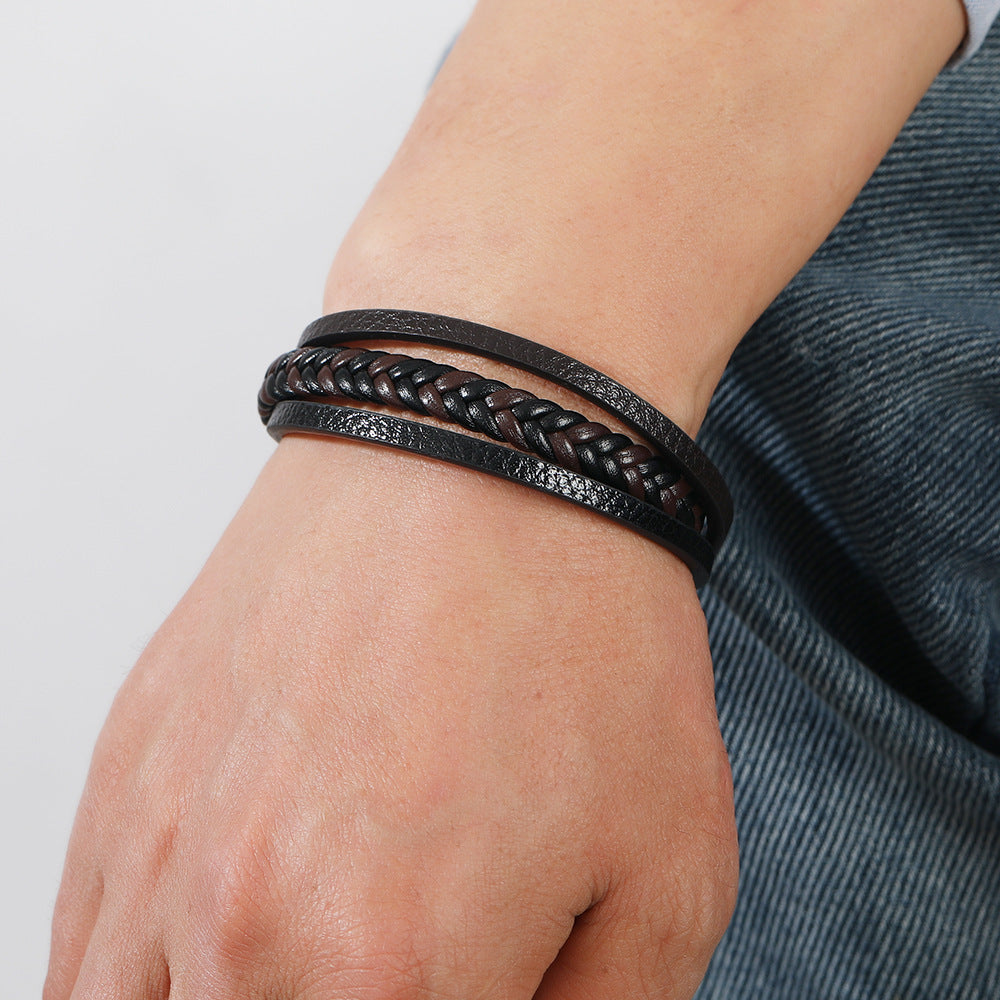 Men's Simple Fashion Woven Leather Rope Vintage Bracelets