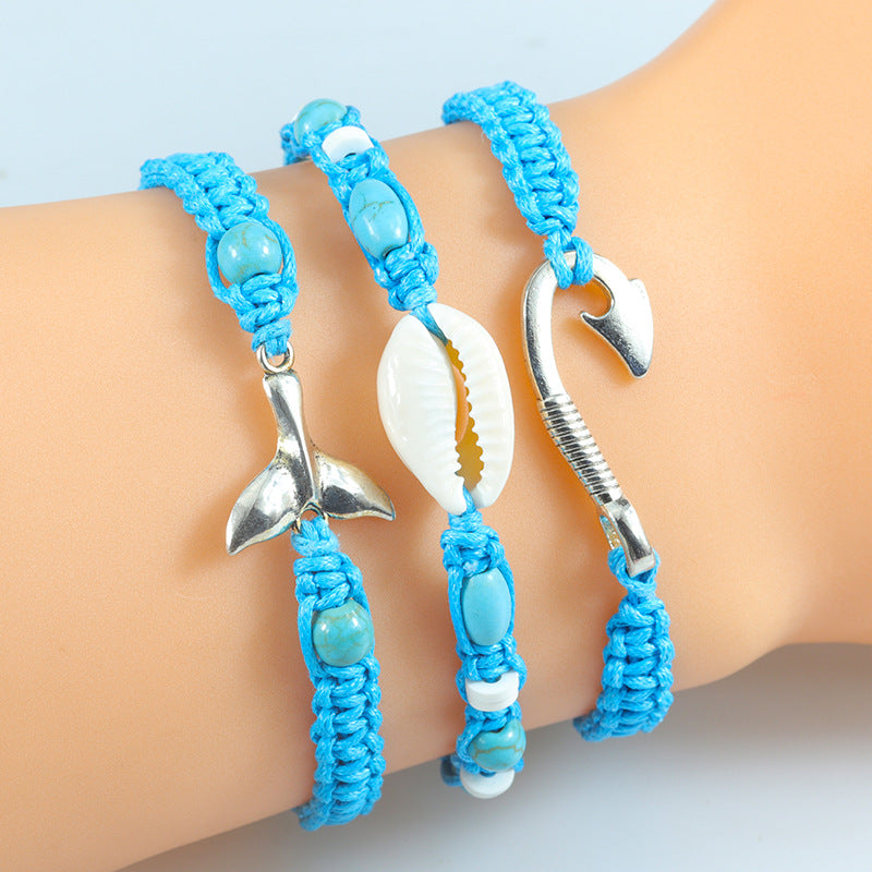 Fishhook Fishtail Ocean Braided Conch Surfing Bracelets