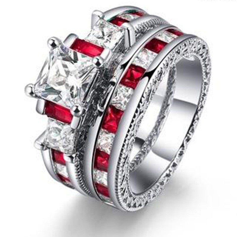 Women's Electroplating Inlaid Zircon Couple Set Fashion Rings