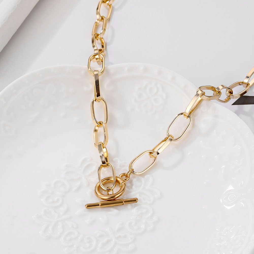 Women's Korean Style Hip Hop Alloy Buckle Simple Necklaces