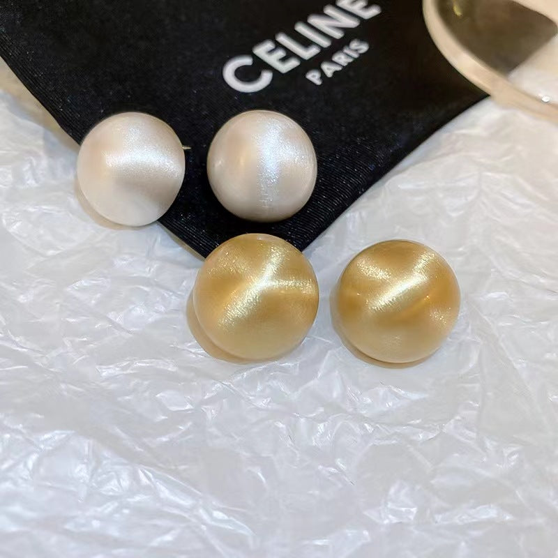 Women's Metal Brushed Frosted Ball Commuter Advanced Earrings