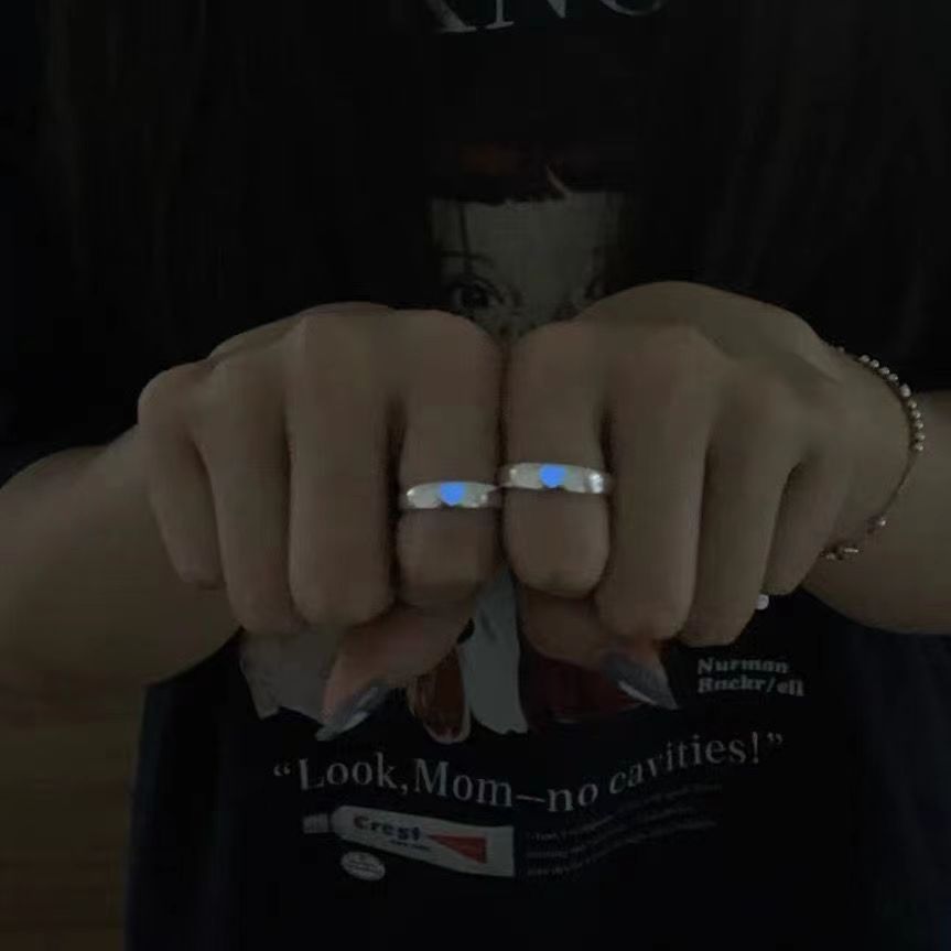 Love Luminous Adjustable Mouth One Pair Of Lovers Rings
