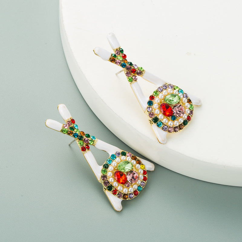 Women's Alloy Drop Oil Inlaid Color Rhinestone Earrings
