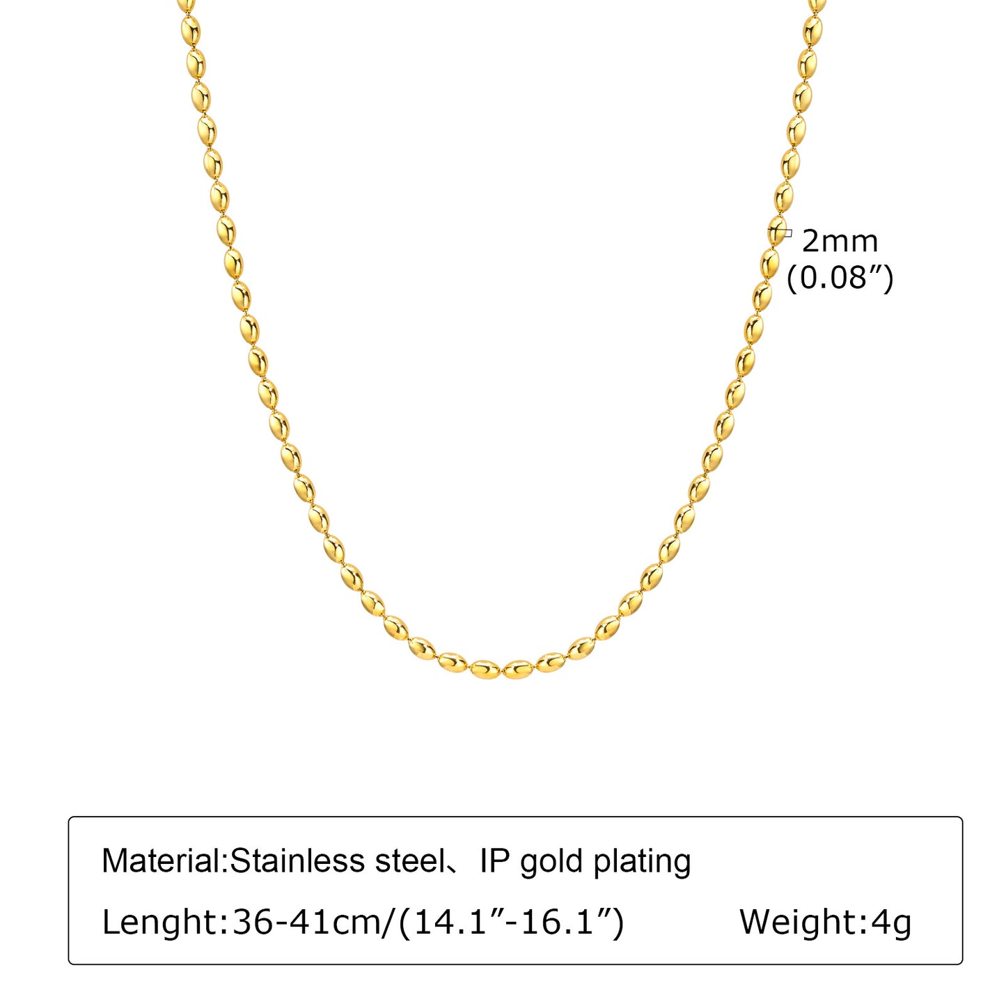 Women's Stainless Steel Beads Rugby Bead Simple Necklaces