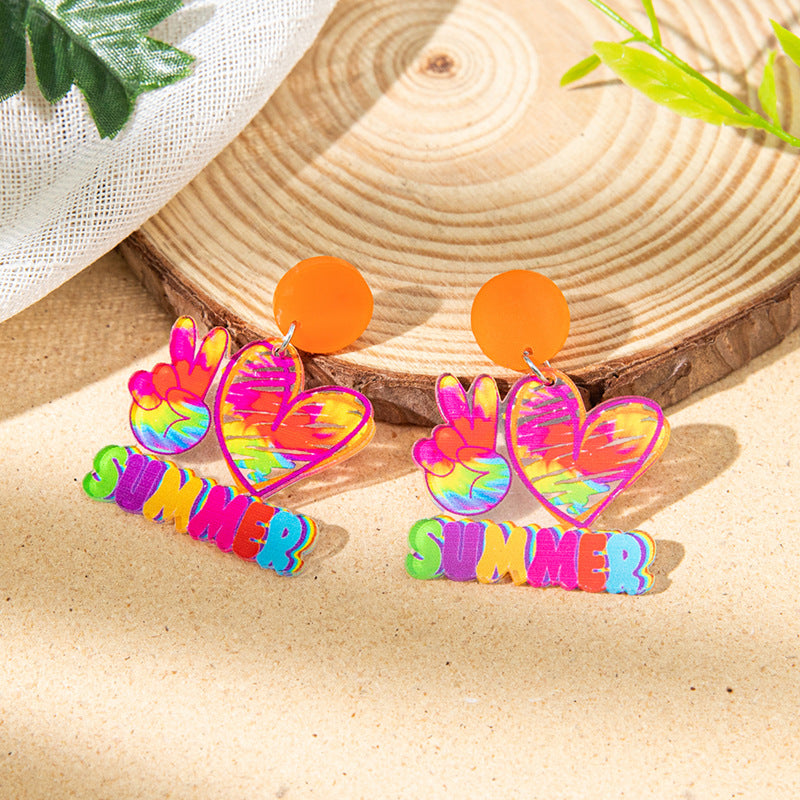 Series Acrylic Female Niche Letter Printing Earrings