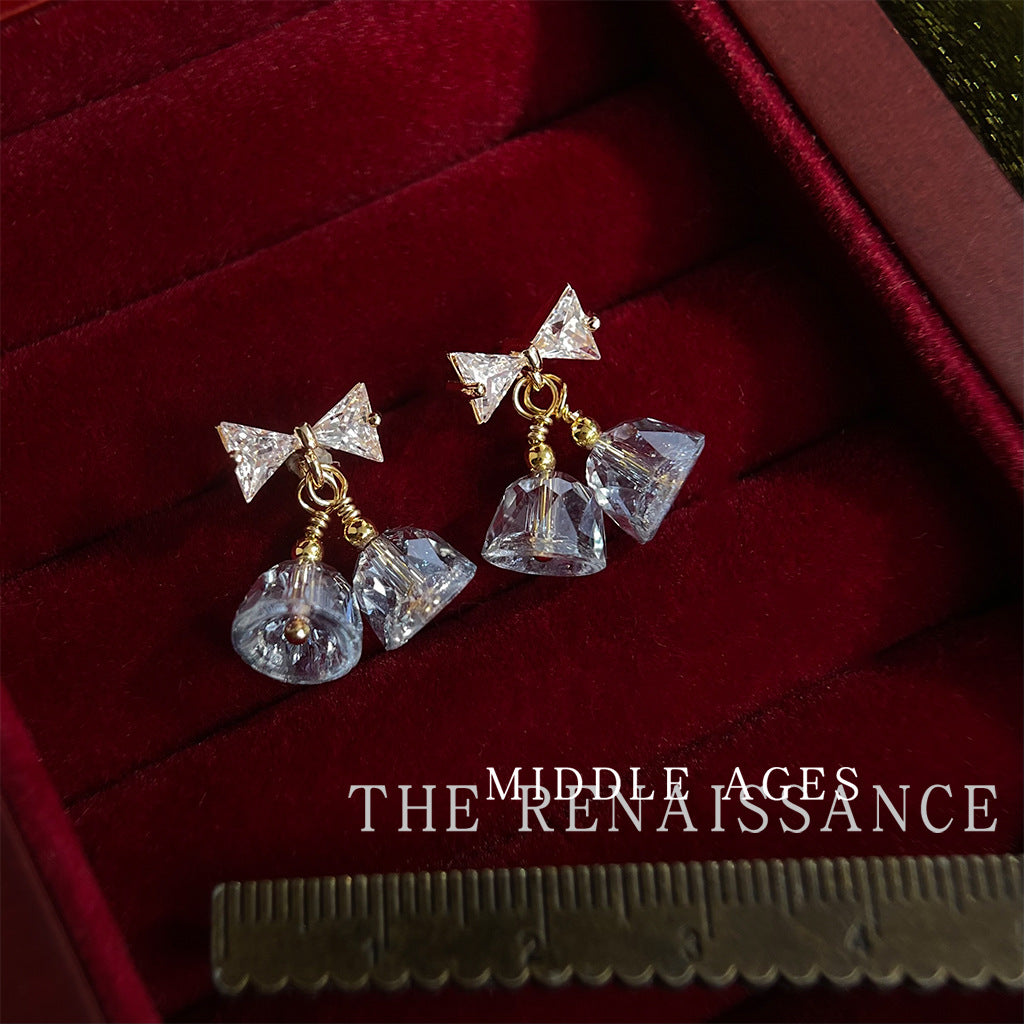 Limited Chinese Style Series Zircon Bell Bow Earrings