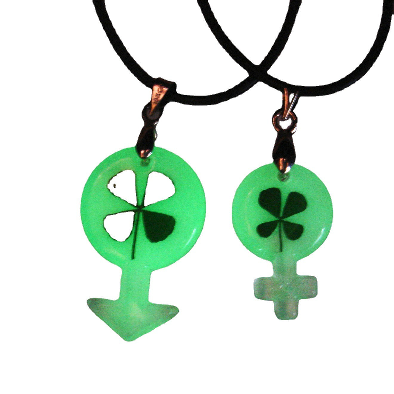 Handmade Epoxy Luminous Dried Flower Clover Stall Necklaces