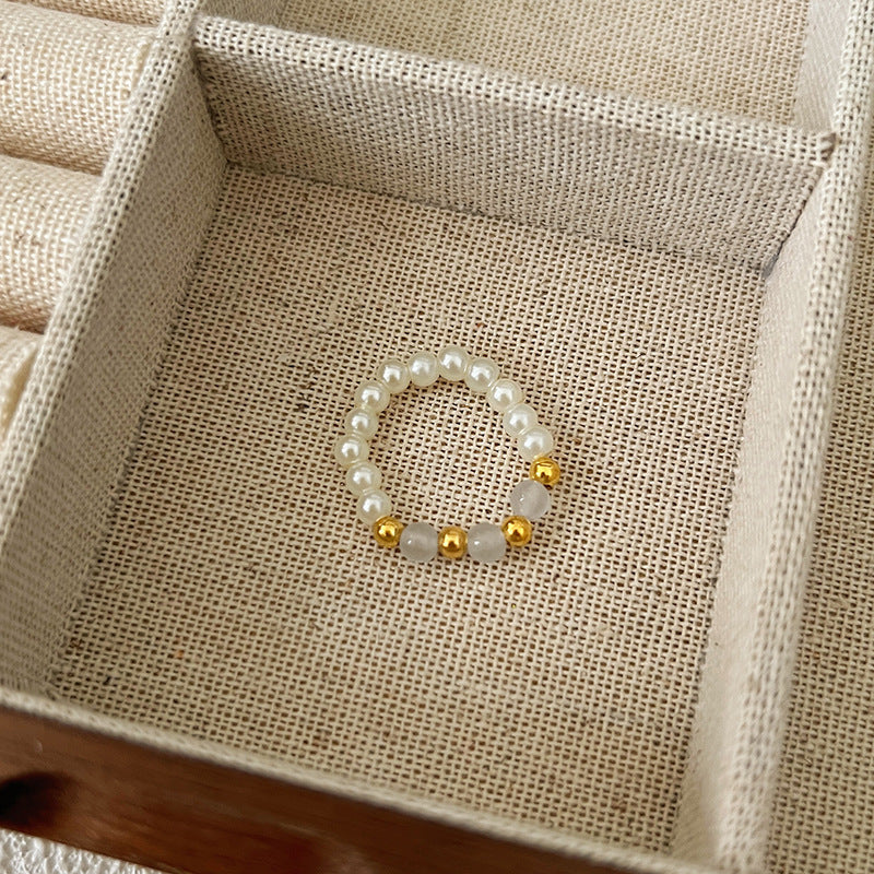 Beads Niche Design Advanced Finger Light Luxury Rings