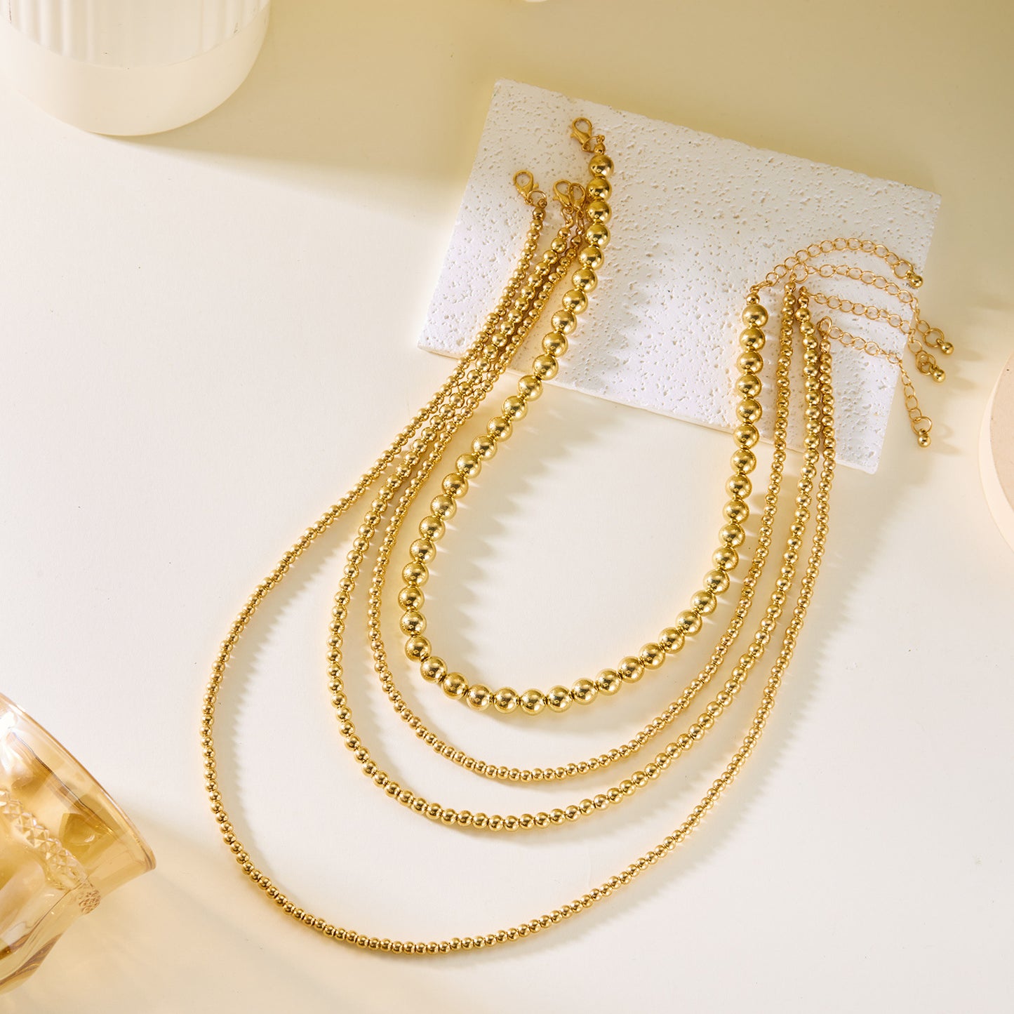 Twin Personality Size Round Beads String Necklaces