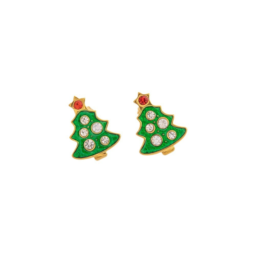 Gold Stainless Steel Christmas Elderly Snowman Necklaces