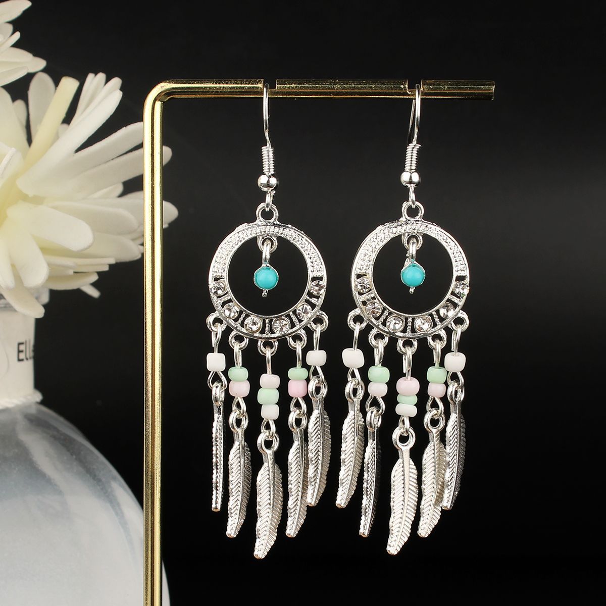 Ethnic Style Miao Sier Turquoise Tassel Earrings