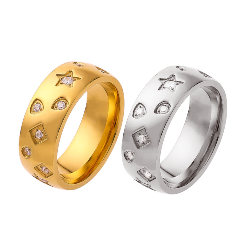 Steel High-grade Light Luxury Diamond French Rings