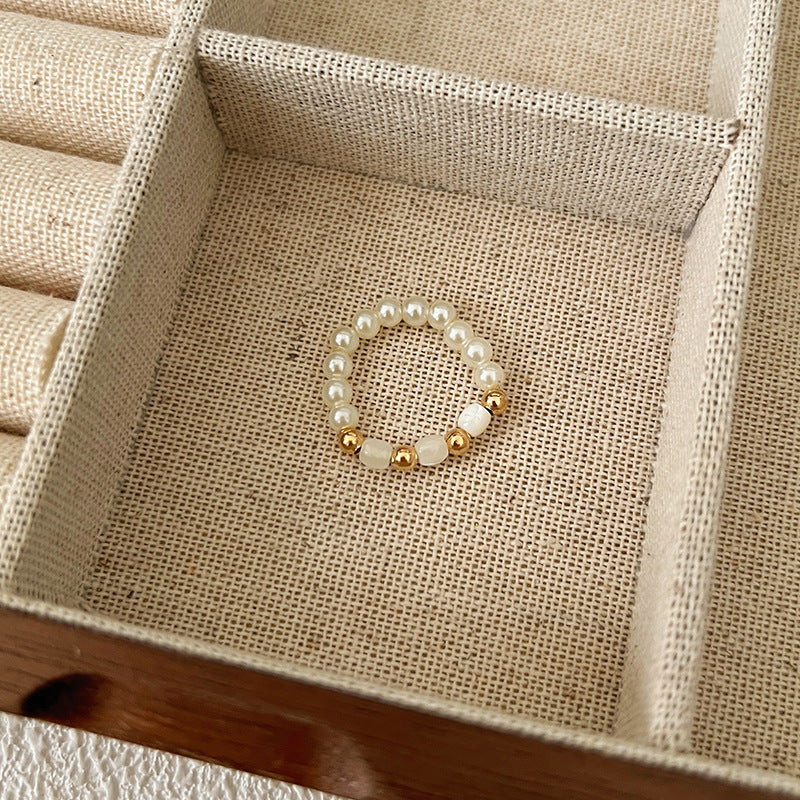 Beads Niche Design Advanced Finger Light Luxury Rings