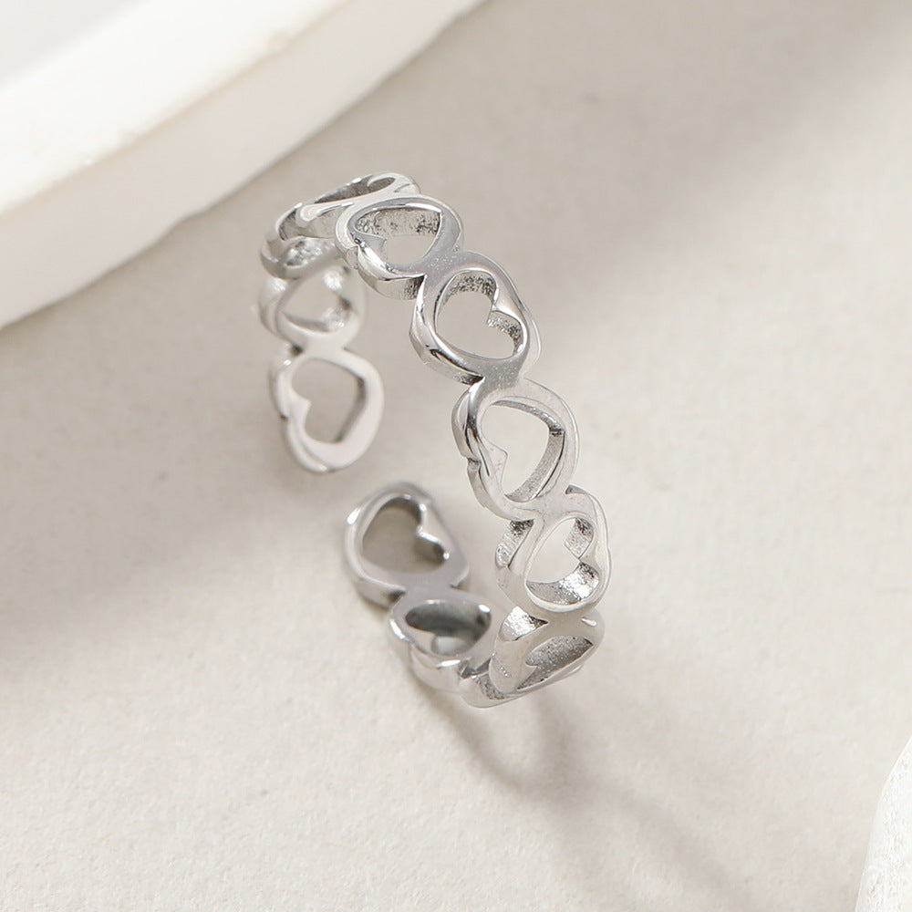 Simple Niche Front Back Heart Love Rings