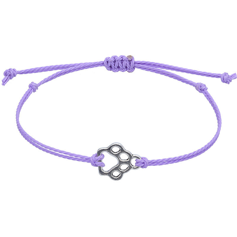 Women's Cat Dog Paw Prints Wax Line Bracelets