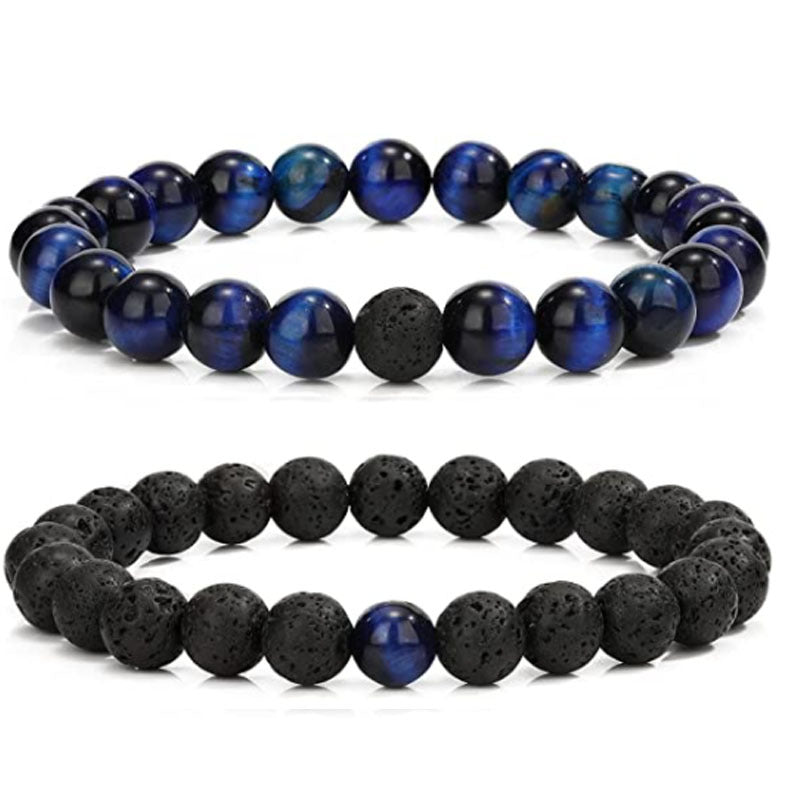 Men's Lava Stone Beads Couple Yellow Tiger Bracelets