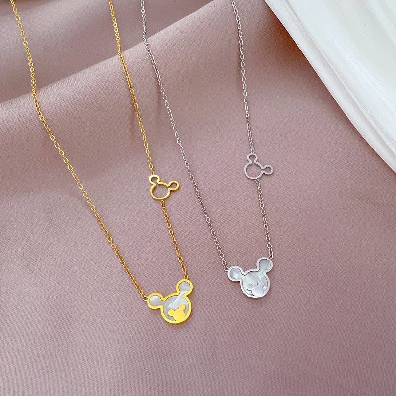 Titanium Steel Shell Mouse Minimalist Stove Real Necklaces