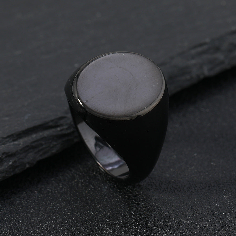 Women's & Men's Titanium Steel Casting Geometric Glossy Stainless Rings