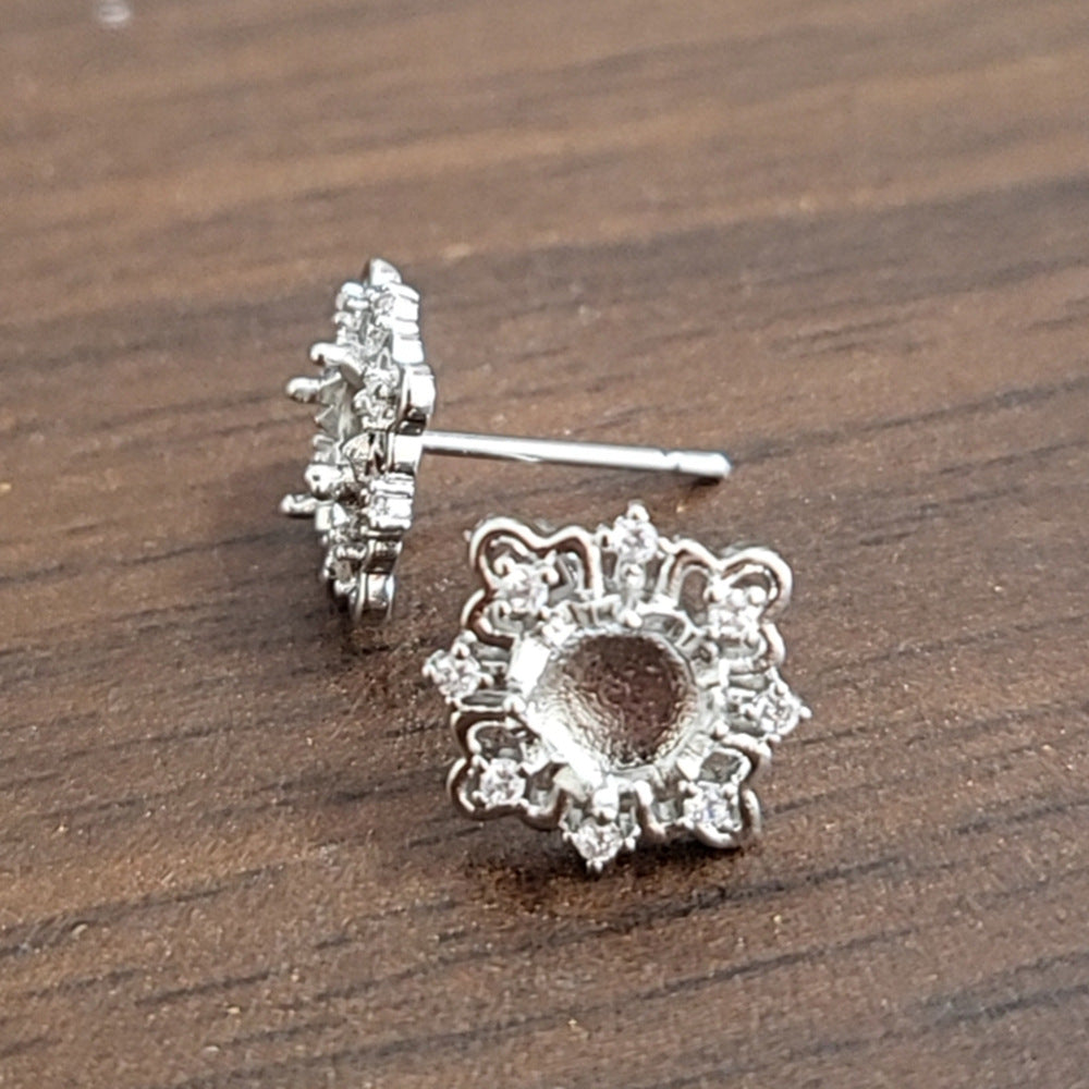 Holder Unset Accessories Buckle Copper Electroplating White Gold Color Earrings