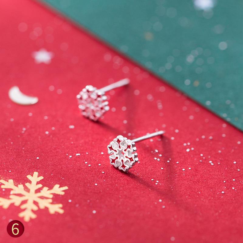 Series Elk Snowflake Small Antlers Fresh Earrings