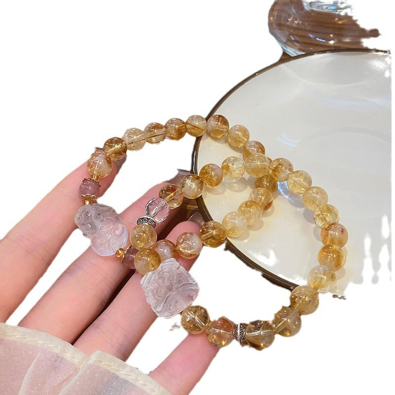 Style Retro Artistic Ethnic Yellow Tower Crystal National Fashion Bracelets