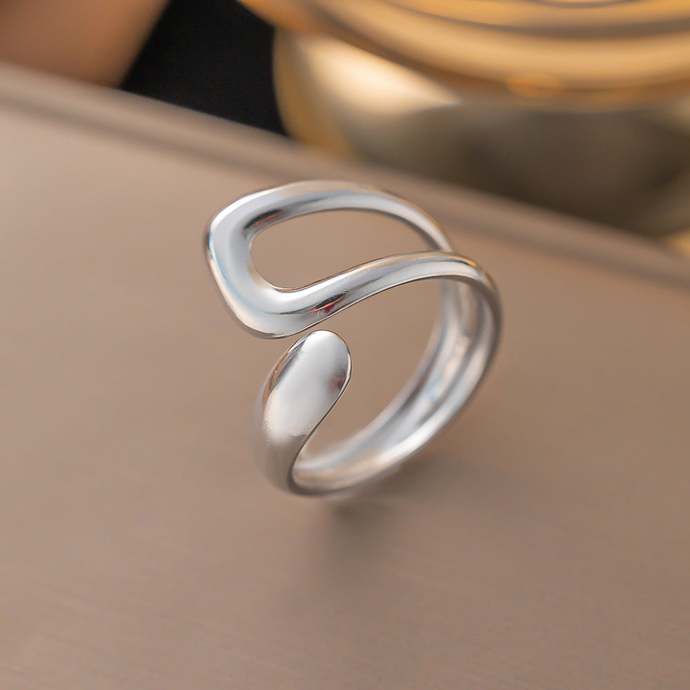 Retro Style Stainless Steel Hollow Irregular Rings