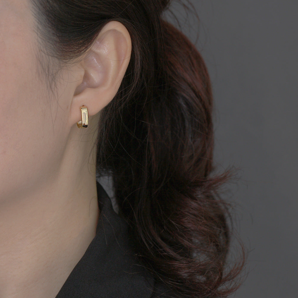 Women's Sterling Sier Wide Geometric Square Simple Earrings