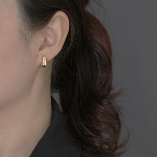 Women's Sterling Sier Wide Geometric Square Simple Earrings