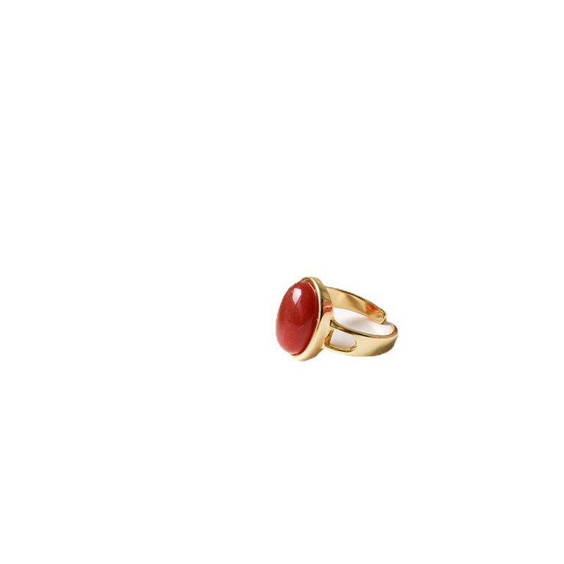 Women's French Style Red Agate Argent Pur Elegant Affordable Rings
