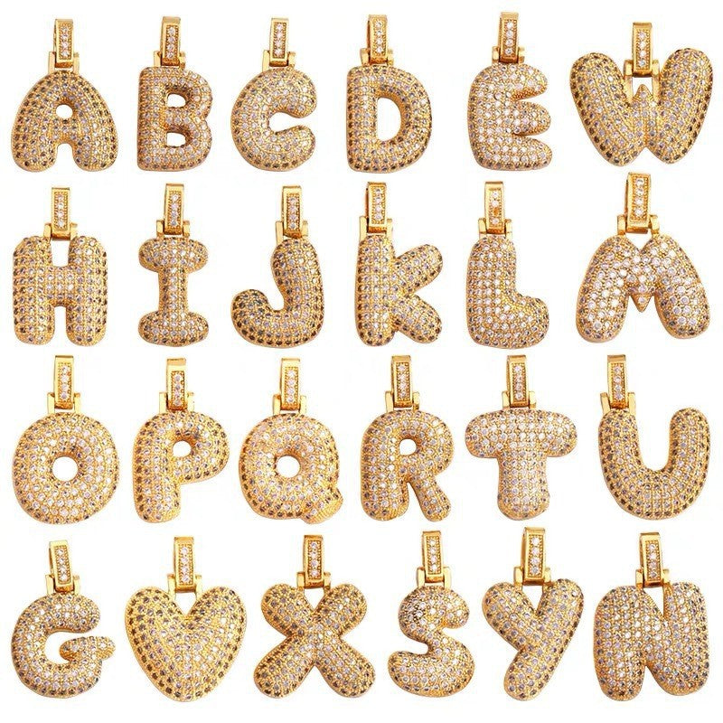 Women's Letter Ornaments English Zircon For Pendants