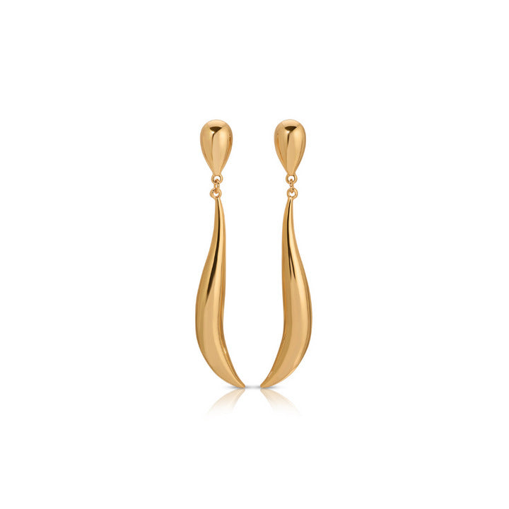 Long Water Drop Ear Line Texture Earrings