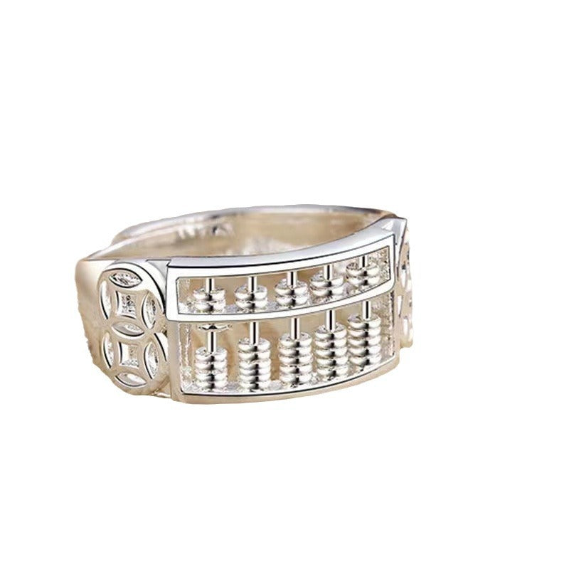 Male Sterling Sier Beads Rotatable Abacus Female Fashion Design Rings