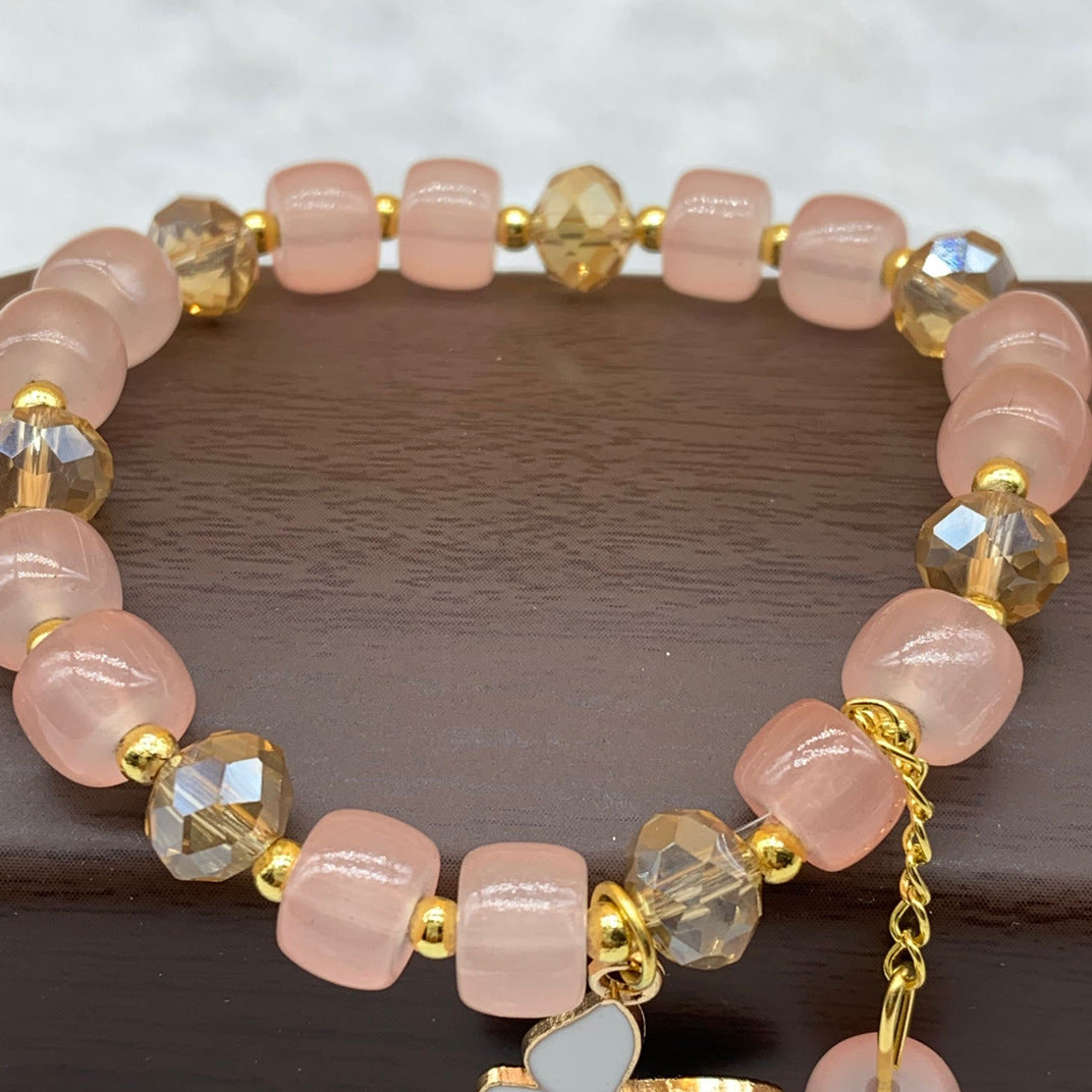 Summer Crystal Glass Butterfly String Beads Bracelets