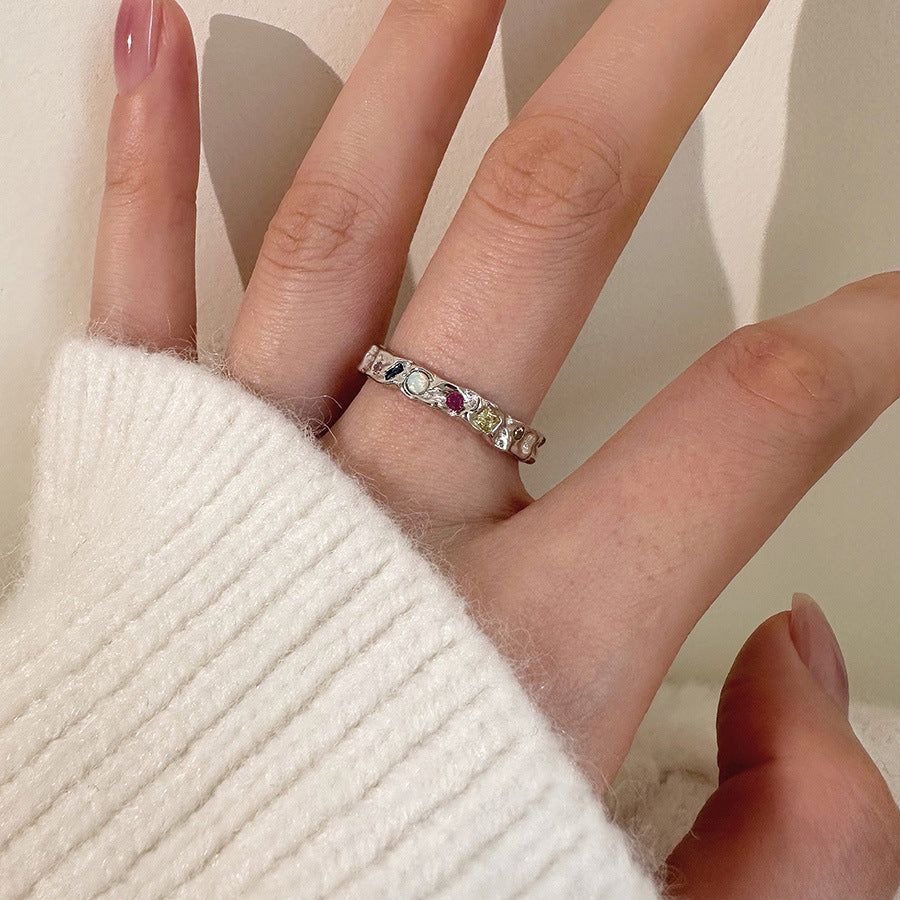Exquisite Color Zircon Design Metal Tin Foil Rings