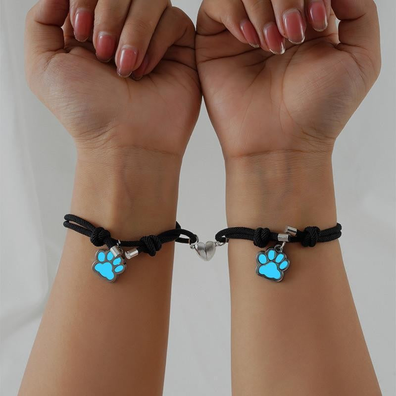 Luminous Dog's Paw Love Heart Magnetic Bracelets