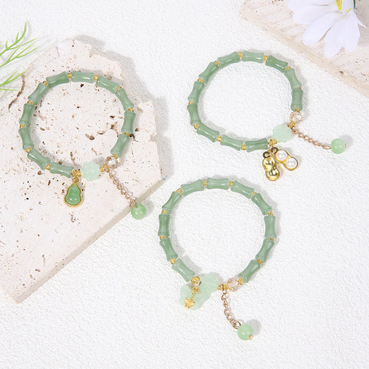 Bamboo Imitation Aventurine Festival High Peace Buckle Jade Bracelets
