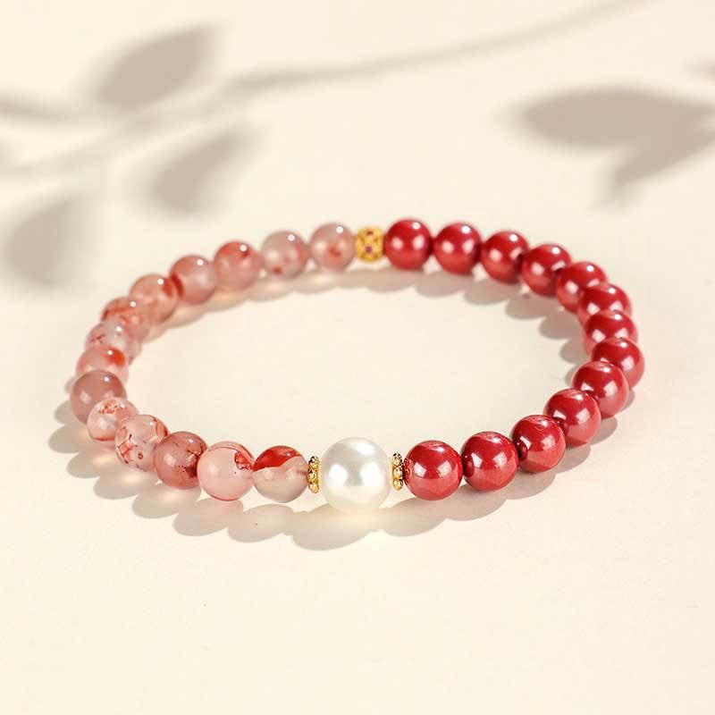Women's Cinnabar Beaded Pearl Jade National Style Bracelets
