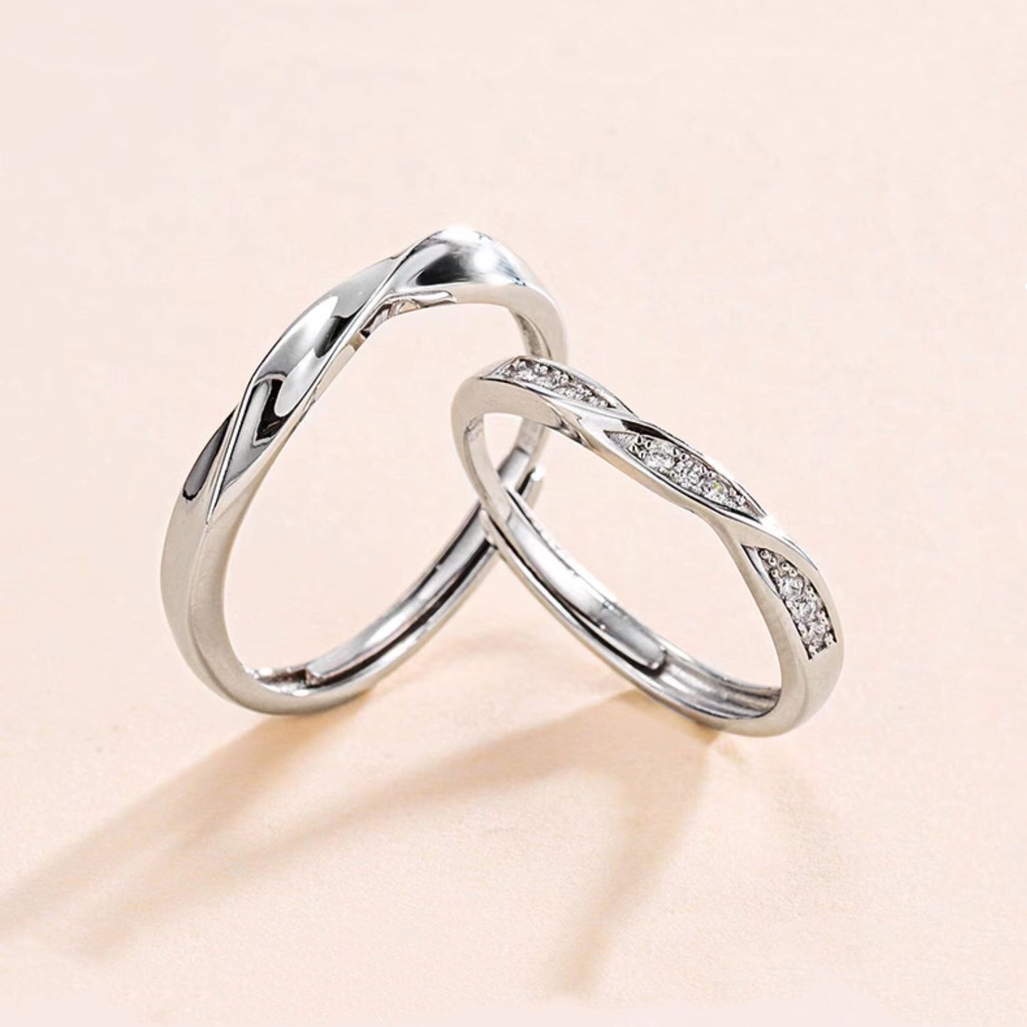 Women's & Men's Double Knot Couple One Pair Of Lovers Open Ended Rings