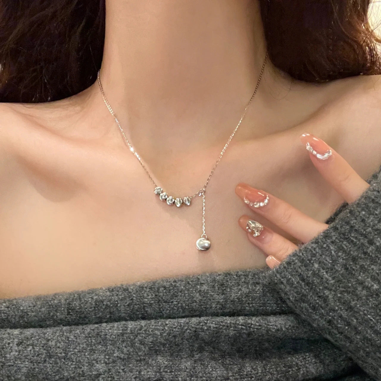 Push-pull Cat Eye Beads Beanie Clavicle Chain Light Necklaces