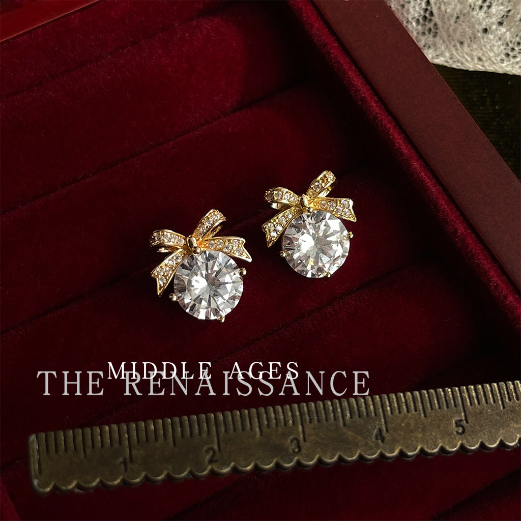 Limited Chinese Style Series Zircon Bell Bow Earrings