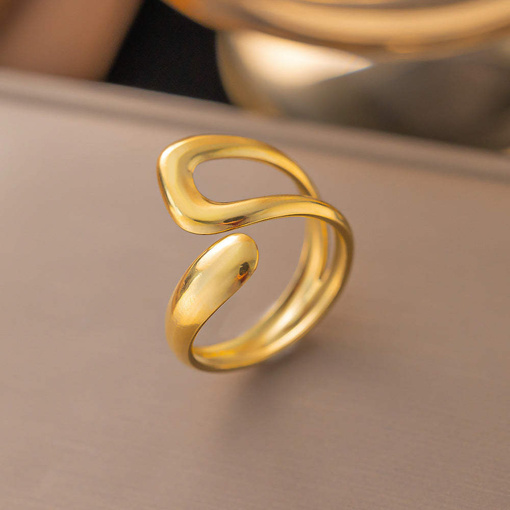 Retro Style Stainless Steel Hollow Irregular Rings