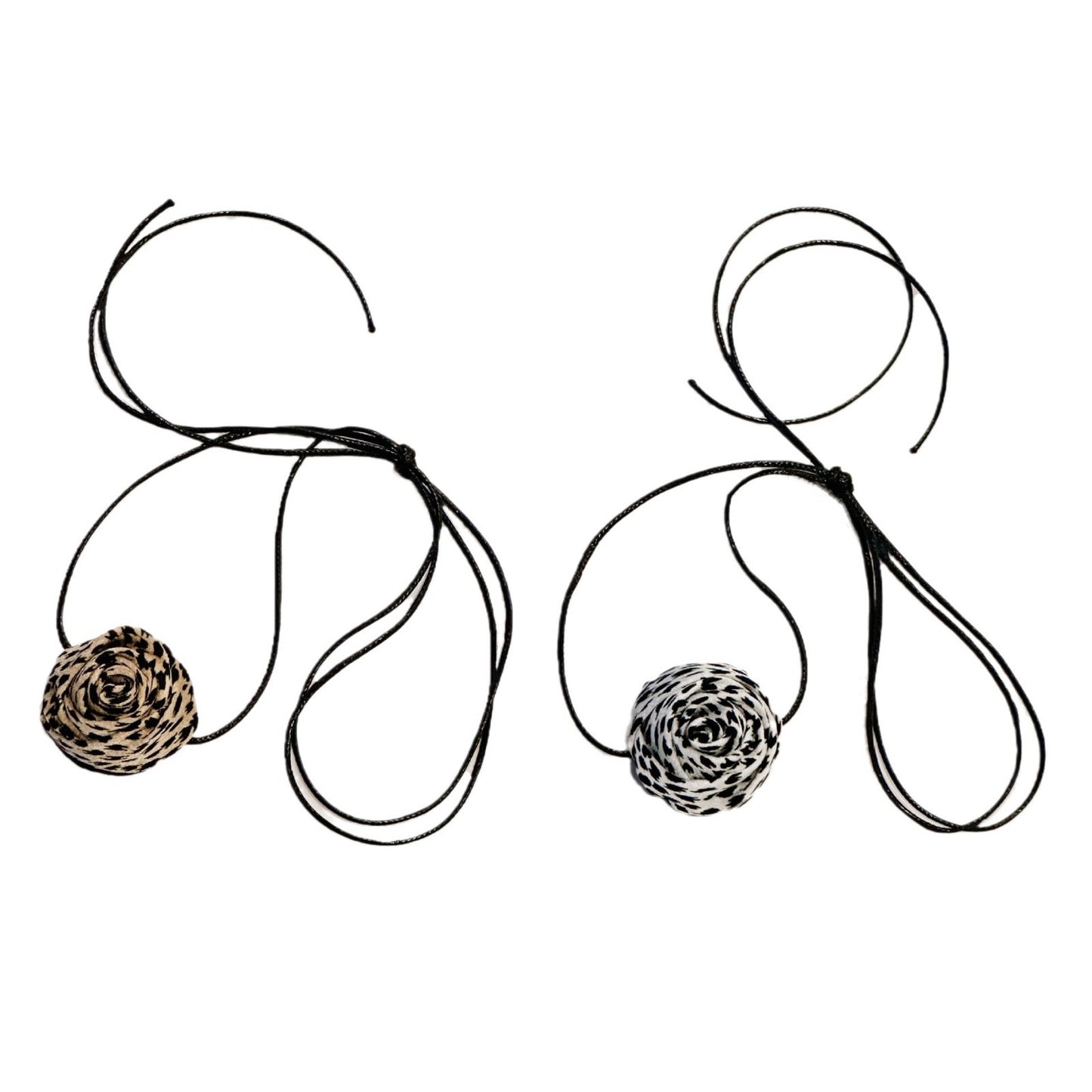 Leopard Rose Flower Black Rope Female Millennium Necklaces