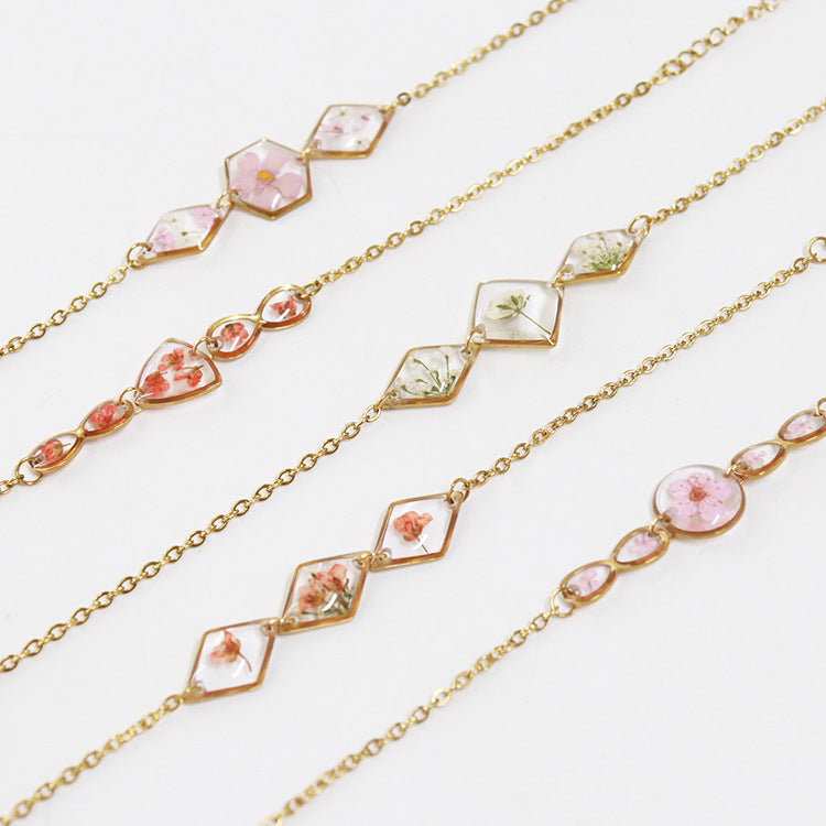 Flower Geometric Pattern Real Preserved Fresh Bracelets