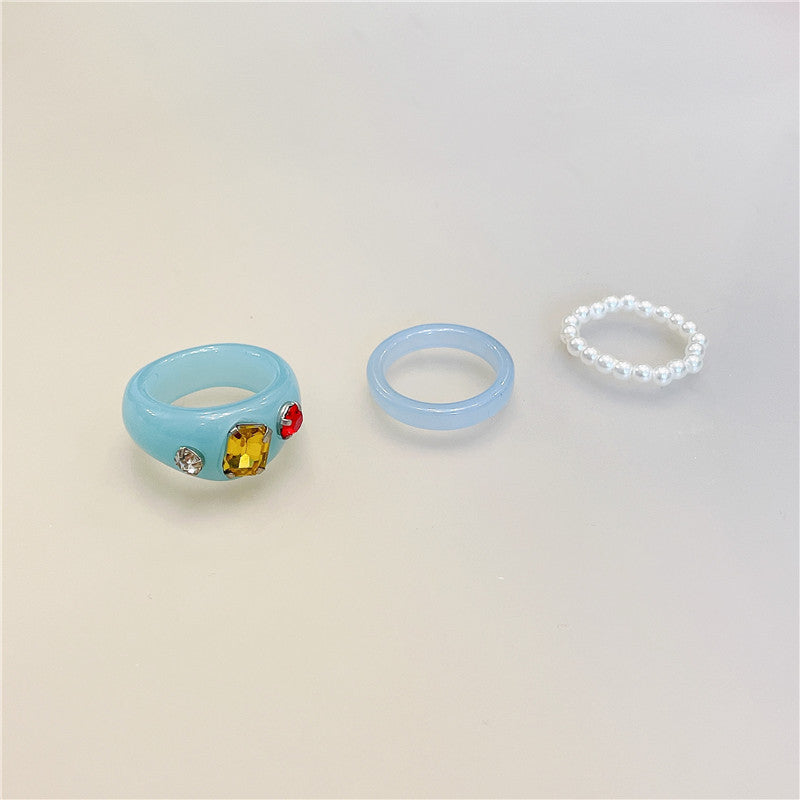 Retro Square Acrylic Geometric Resin Cold Wind Rings