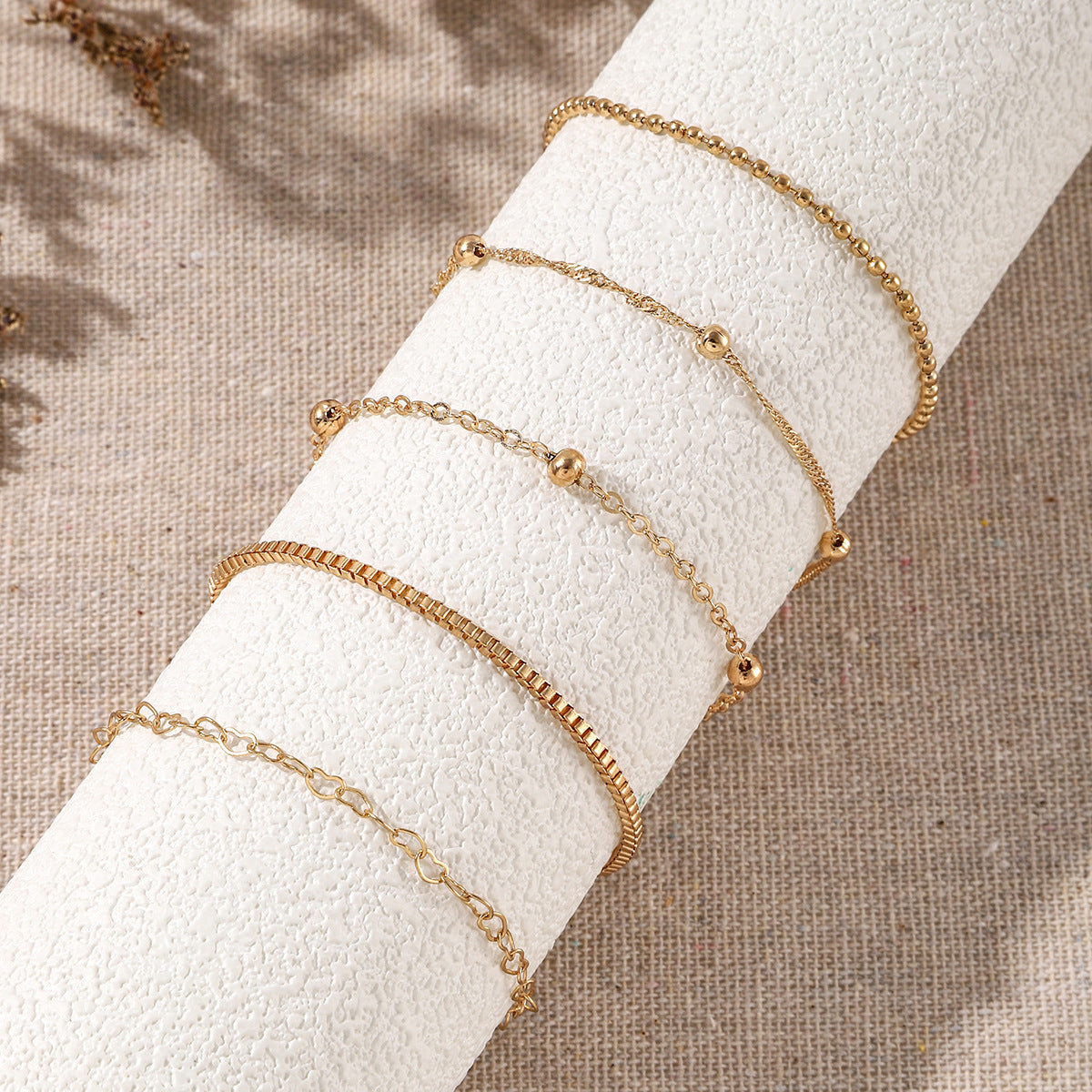 Women's Alloy Round Beads Chain Box Simple Bracelets