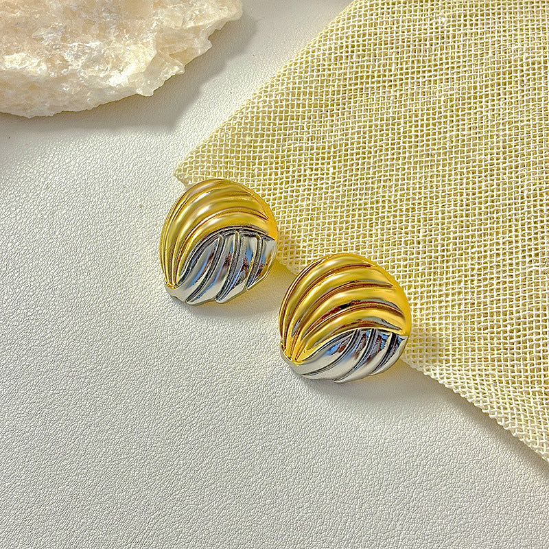 Gold Sier Color Matching Shell Heart-shaped Earrings