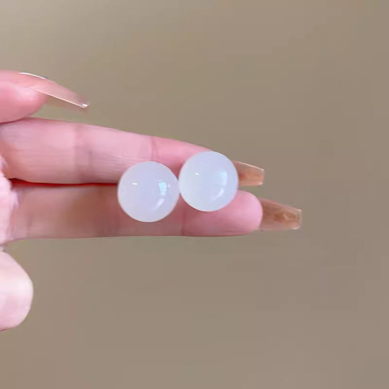 Women's Candy Color Resin Ball For Sweet Small Simple Korean Earrings